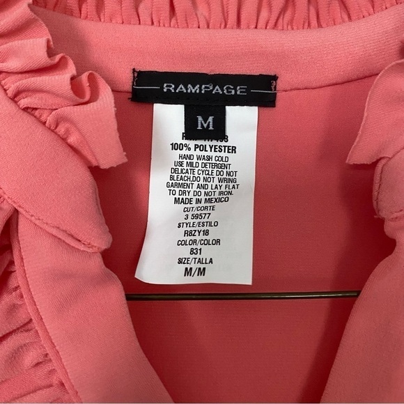 Rampage Tank Pull Over V-Neck w/ Ruffled Collar Tank Ruffled Front Pirate Size M - Picture 5 of 7